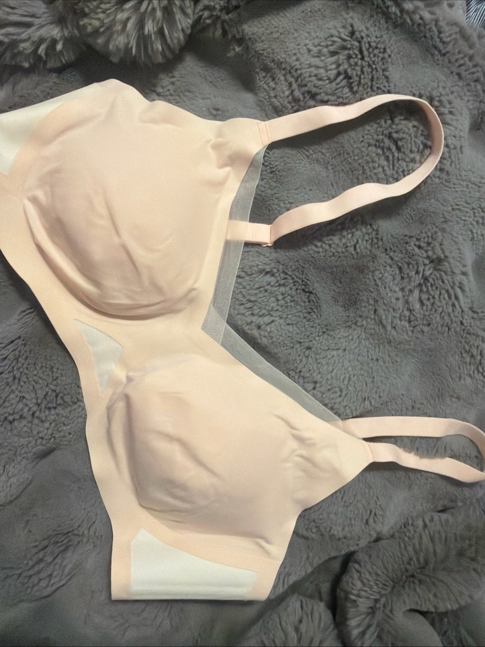 Honeylove Crossover Bra 1X XL Blush Pink Wireless Seamless Comfort Mesh T5 Euc